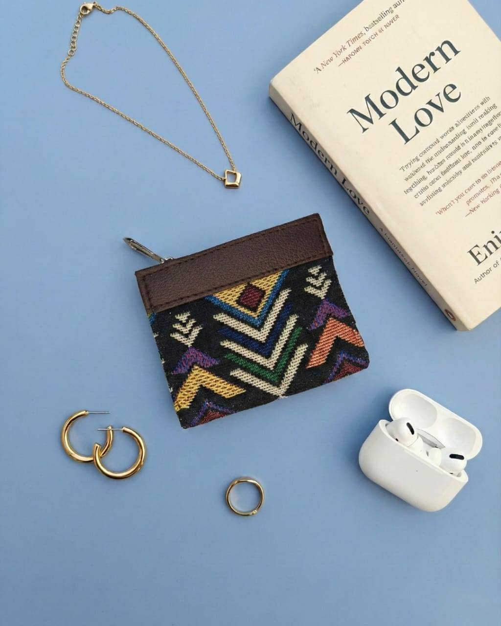 Black and Multi Colour Jacquard Unisex Wallet